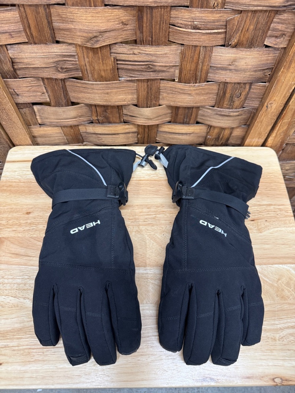 HEAD Black Winter Ski Gloves with Reflective Trim Sz XL